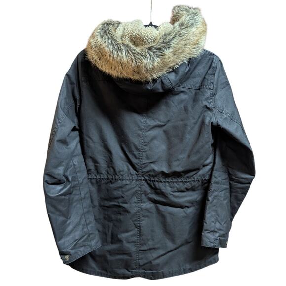 Barbour Kelsall Waxed Cotton Hooded Parka Coat Olive Green Size 4 US Women’s - Picture 4 of 7